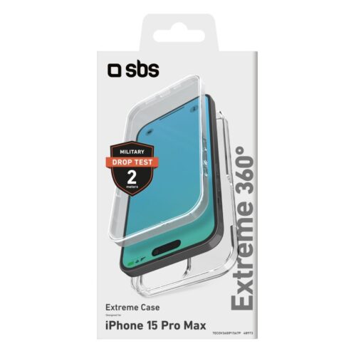 SBS 360° Full Body cover for iPhone 15 Pro Max - Extreme Transparent - Image 2