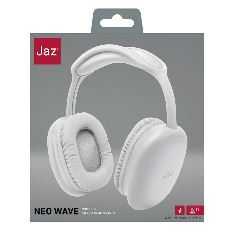 SBS JAZ Wireless Headphones with integrated buttons and microphone, white color - Image 2