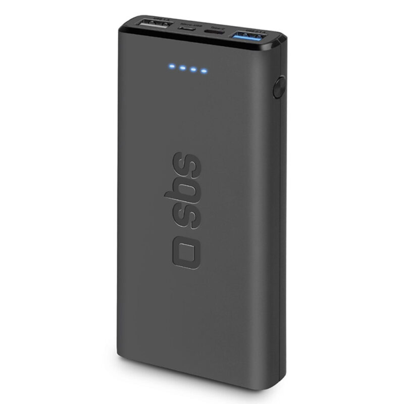 SBS Fast charge powerbank: 10,000 mAh, 2 USBs Black