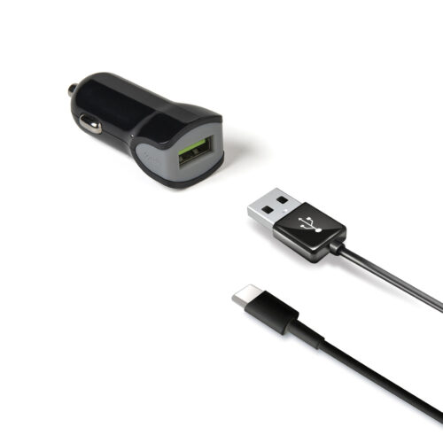Celly Car Adapter (2.4A) with USB-C Cable Black