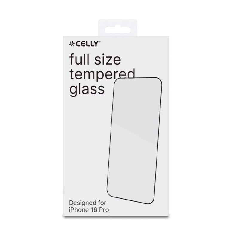 Celly Tempered Glass (Full Glass) for Apple iPhone 16 Pro - Image 2