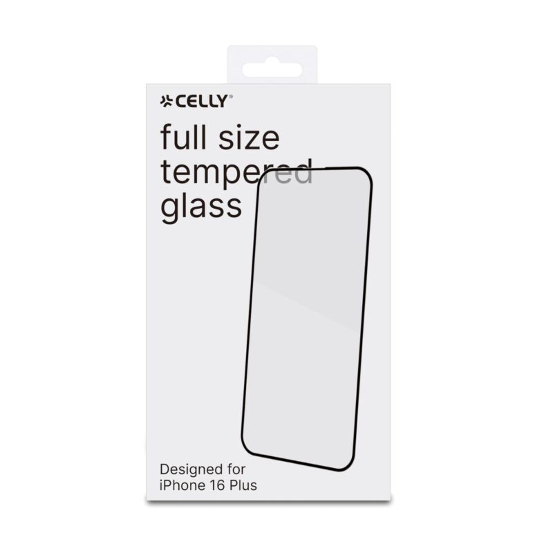 Celly Tempered Glass (Full Glass) for Apple iPhone 16 Plus - Image 2