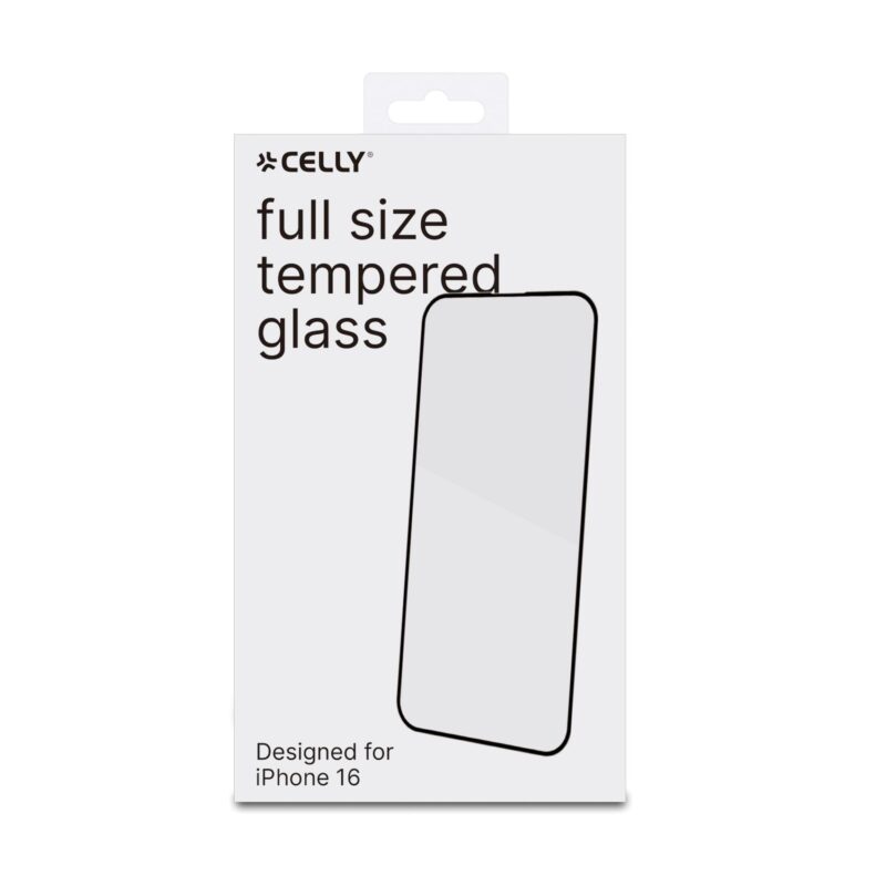 Celly Tempered Glass (Full Glass) for Apple iPhone 16 - Image 2