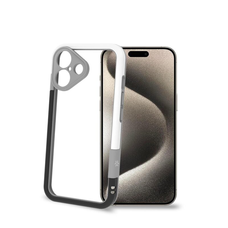 Celly Bumper Cover for Apple iPhone 16 Black/White