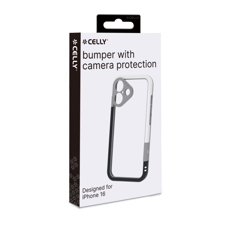 Celly Bumper Cover for Apple iPhone 16 Black/White - Image 4