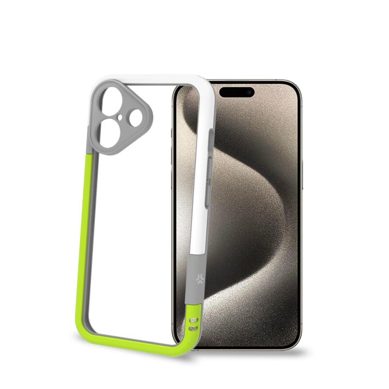 Celly Bumper Cover for Apple iPhone 16 White/Green