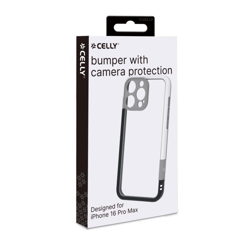 Celly Bumper Cover for Apple iPhone 16 Pro Max Black/White - Image 2