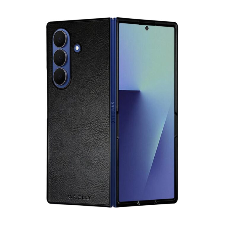 Celly Leather Folding Case for Samsung Galaxy Z Fold7 Black