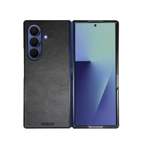 Celly Leather Folding Case for Samsung Galaxy Z Fold7 Black - Image 2