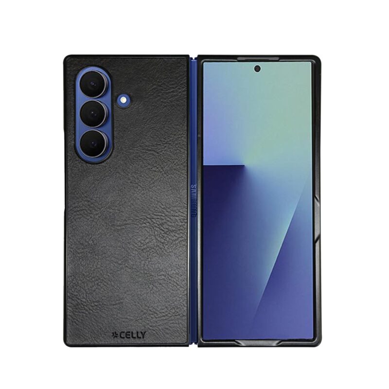 Celly Leather Folding Case for Samsung Galaxy Z Fold7 Black - Image 2