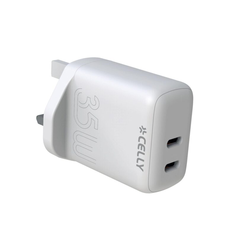 Celly Travel Charger 2 USB-C PWR delivery UK 35W WH