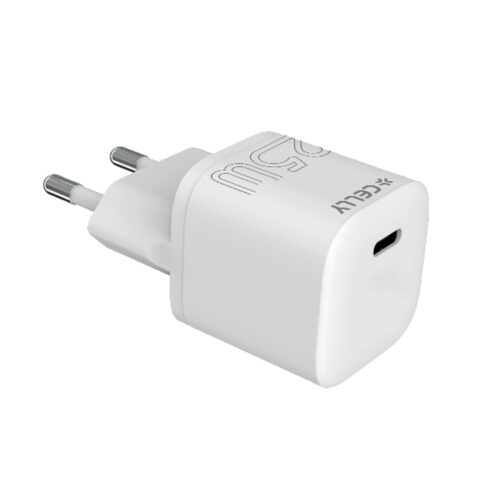 Celly Travel Charger USB-C 25W (ULTRACOMPACT) White (No cable) EU plug