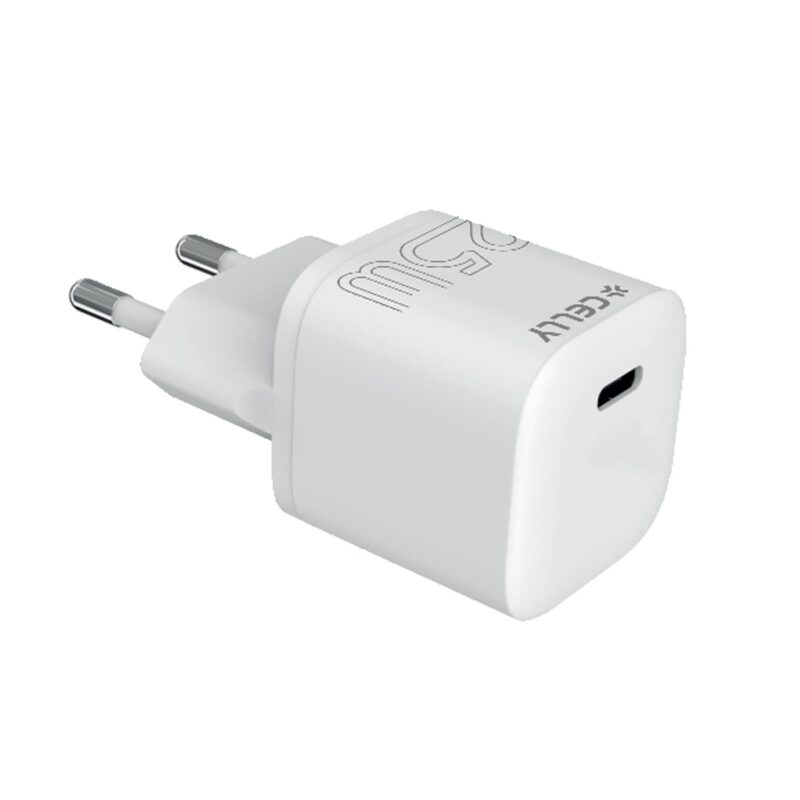 Celly Travel Charger USB-C 25W (ULTRACOMPACT) White (No cable) EU plug