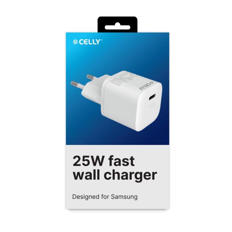 Celly Travel Charger USB-C 25W (ULTRACOMPACT) White (No cable) EU plug - Image 2