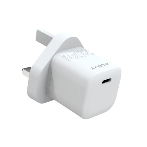 Celly Travel Charger USB-C 20W (ULTRACOMPACT) WH (No cable) UK plug