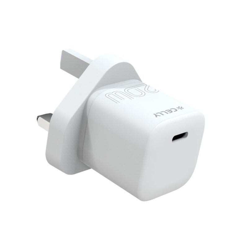Celly Travel Charger USB-C 20W (ULTRACOMPACT) WH (No cable) UK plug