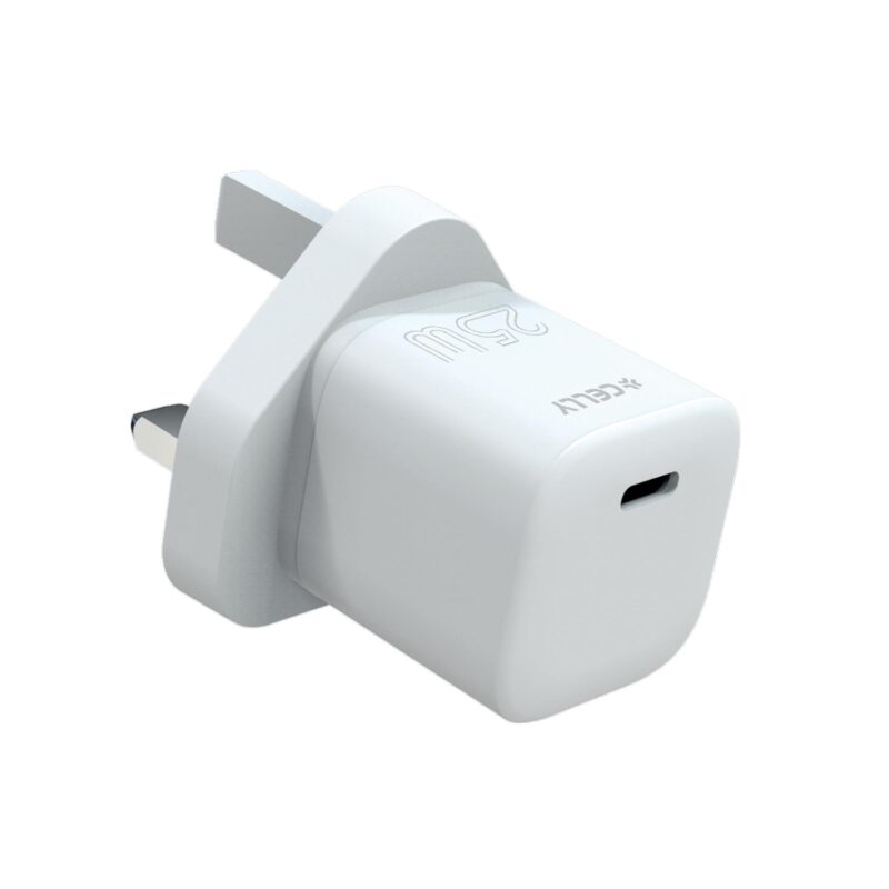 Celly Travel Charger USB-C 25W (ULTRACOMPACT) Black (No cable) UK plug