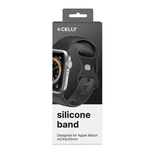 Celly Apple Watch Band 42/44/45MM Silicone Black - Image 2