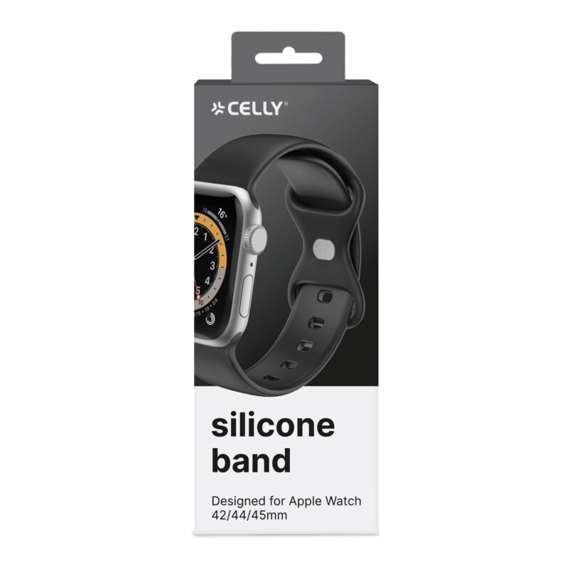 Celly Apple Watch Band 42/44/45MM Silicone Black - Image 2