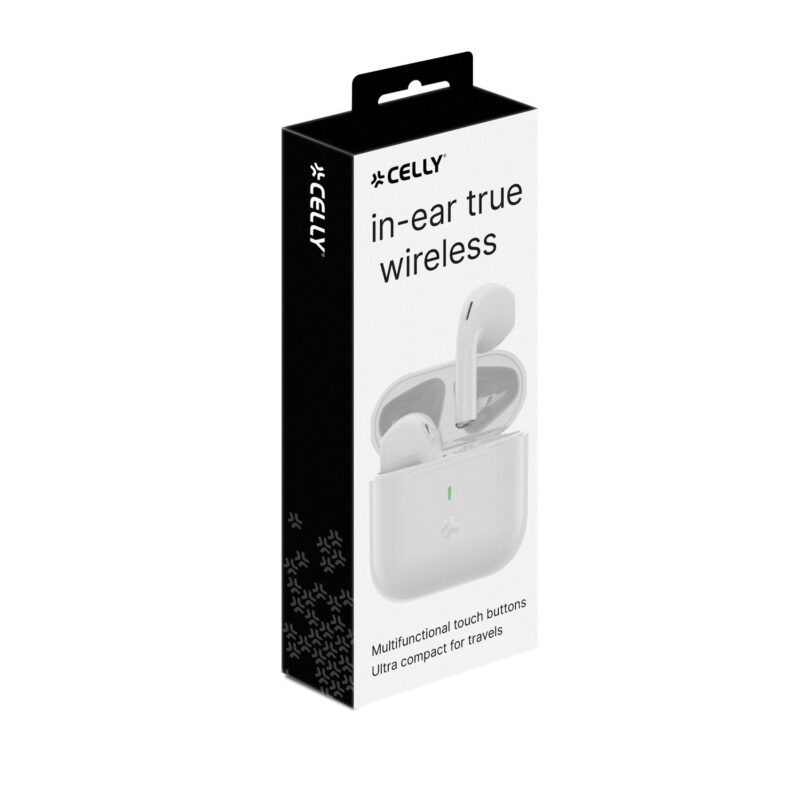 Celly True Wireless Bluetooth Earphones (COMPACT) White - Image 2