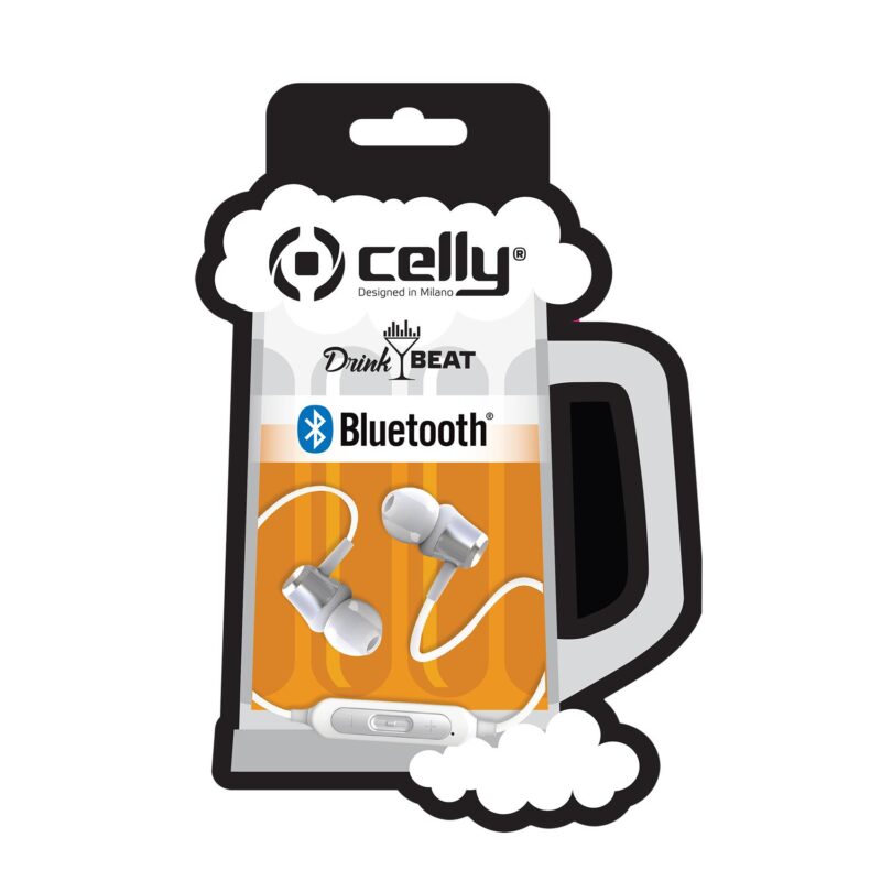 Celly Bluetooth Earphones with BEER-shaped pack White