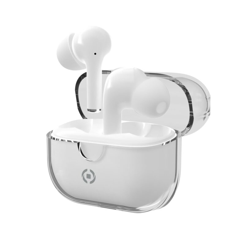 Celly True Wireless Bluetooth Earphones (CLEAR) with ENC - White