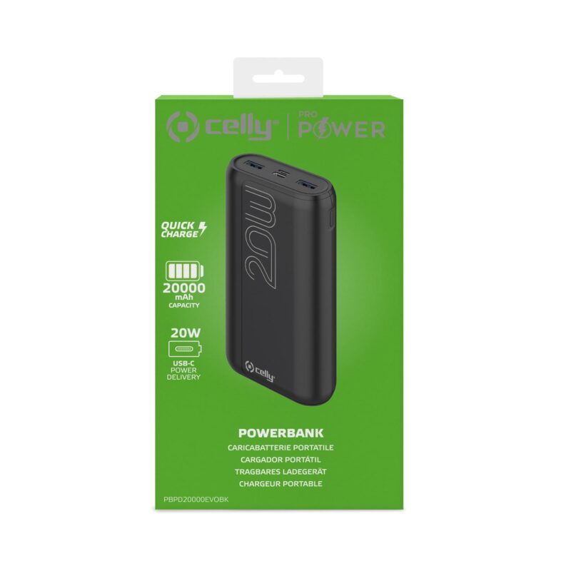 Celly Power Bank (PD 20W) 20000mAh Black - Image 3