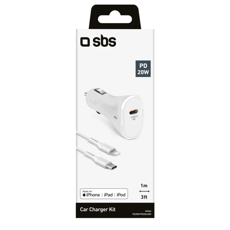 SBS Made for iPhone (MFi) car charger kit - Image 2