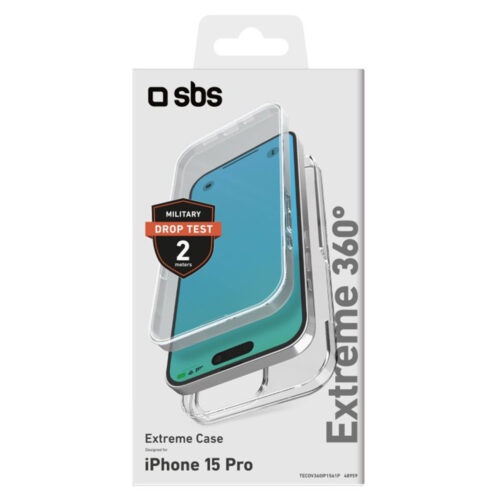 SBS 360° Full Body cover for iPhone 15 Pro - Extreme Transparent - Image 2