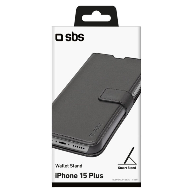 SBS Book Wallet Case with stand for iPhone 15 Plus/14 Plus Black - Image 2