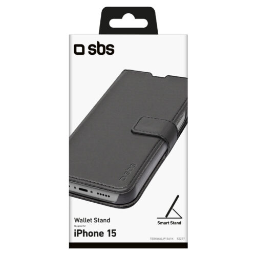 SBS Book Wallet Case with function for iPhone 15 Black - Image 2