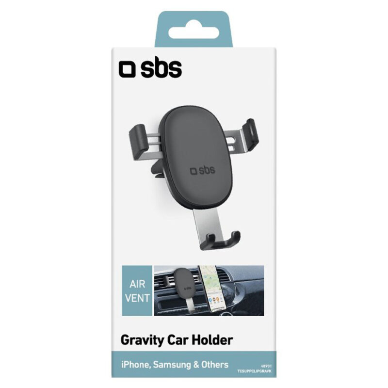 SBS Gravity car smartphone holder with air vent clip Black - Image 2