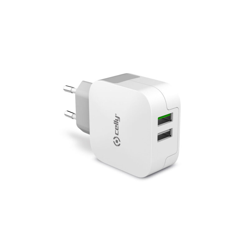 Celly Travel Adapter (Turbo) (3.4A) with 2 USB Ports White