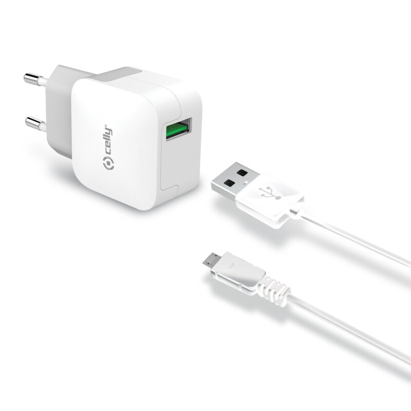 Celly Travel Adapter Turbo with Micro-USB Cable White