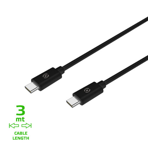 Celly Data Cable USB-C USB-C Power Delivery Charge (Nylon) 3m Black