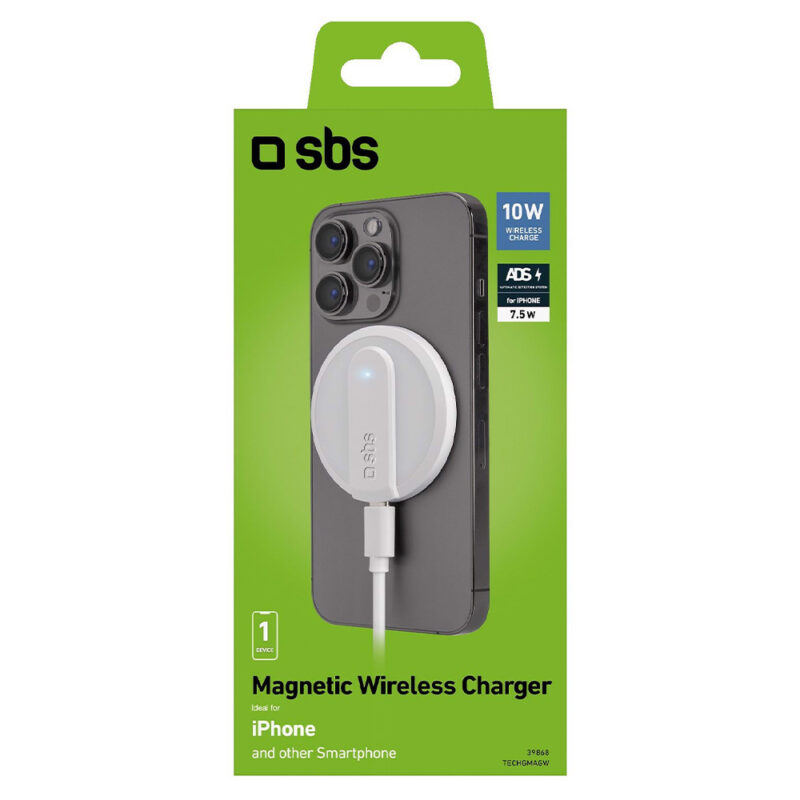 SBS MagSafe 10W Magnetic Wireless Charger White - Image 2