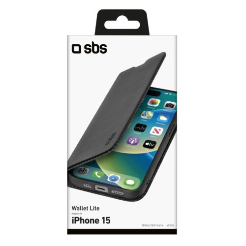 SBS Book Wallet Lite Case for iPhone 15 Black - Image 2