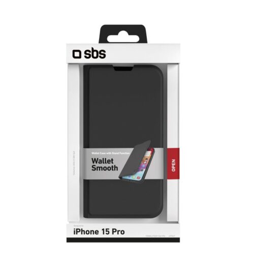 SBS Book Wallet Lite Case for iPhone 15 Pro Black - Image 2