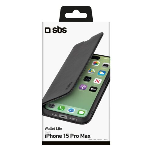 SBS Book Wallet Lite Case for iPhone 15 Pro Max Black - Image 2