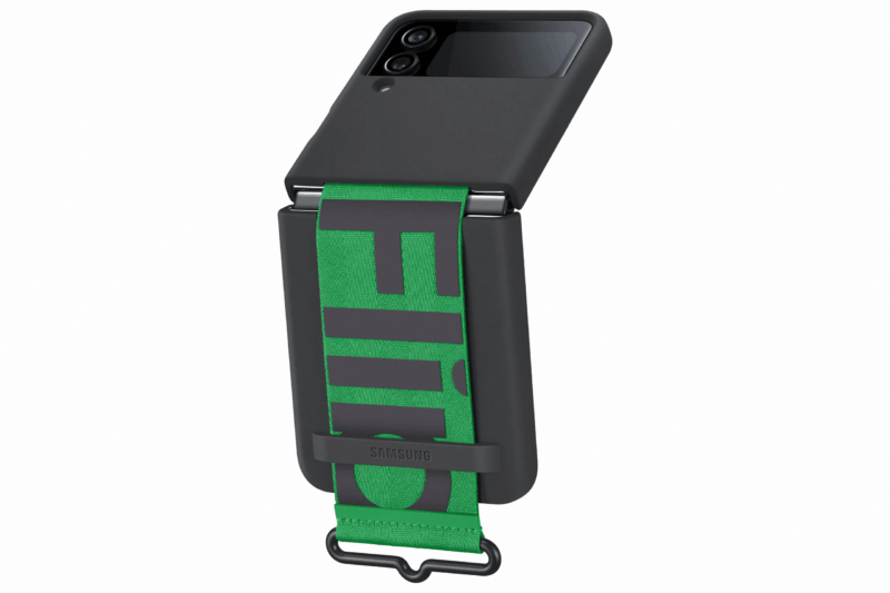 Samsung Silicone Cover with Strap for Galaxy Z Flip4 - Black