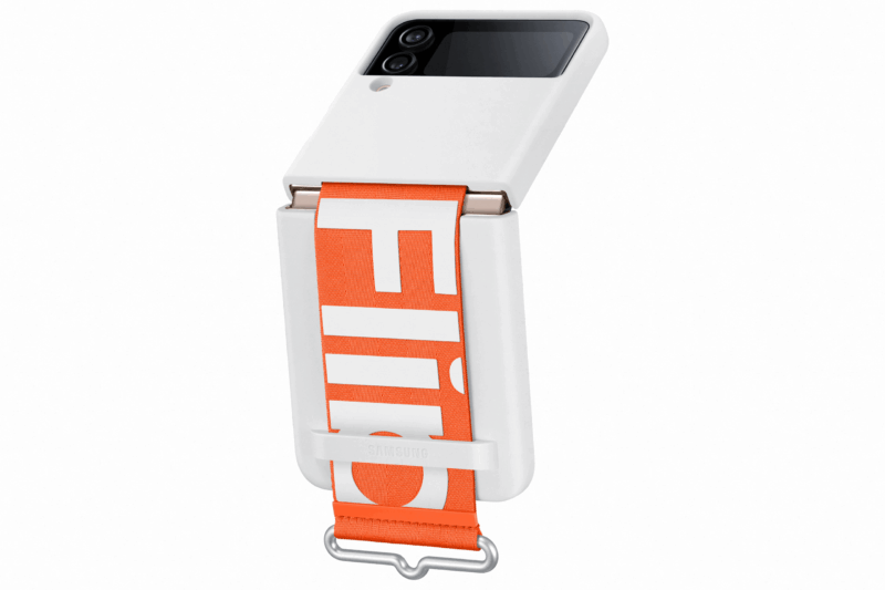 Samsung Silicone Cover with Strap for Galaxy Z Flip4 - White