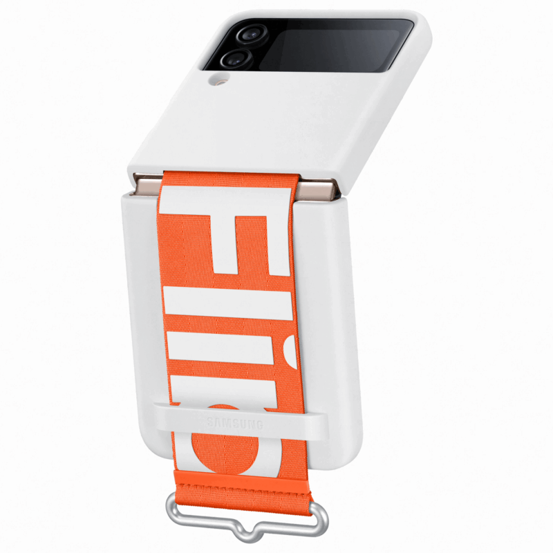 Samsung Silicone Cover with Strap for Galaxy Z Flip4 - White