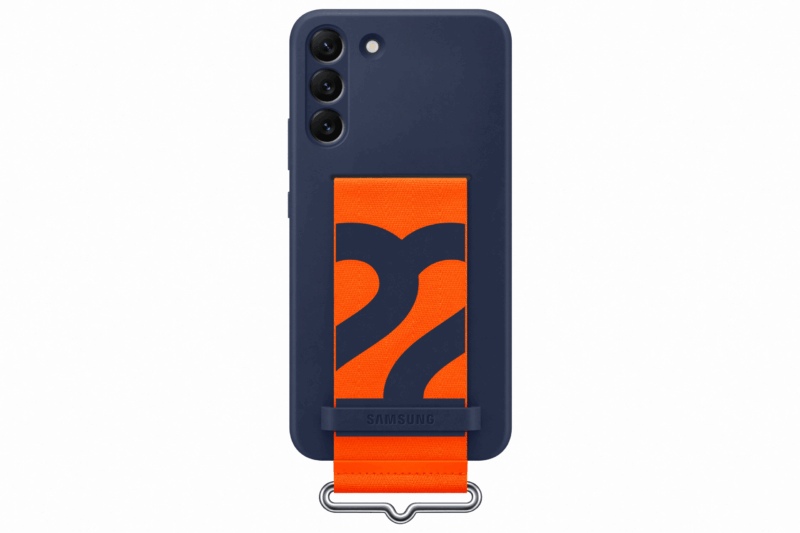 Samsung Silicone Cover with Strap for S22+ Navy