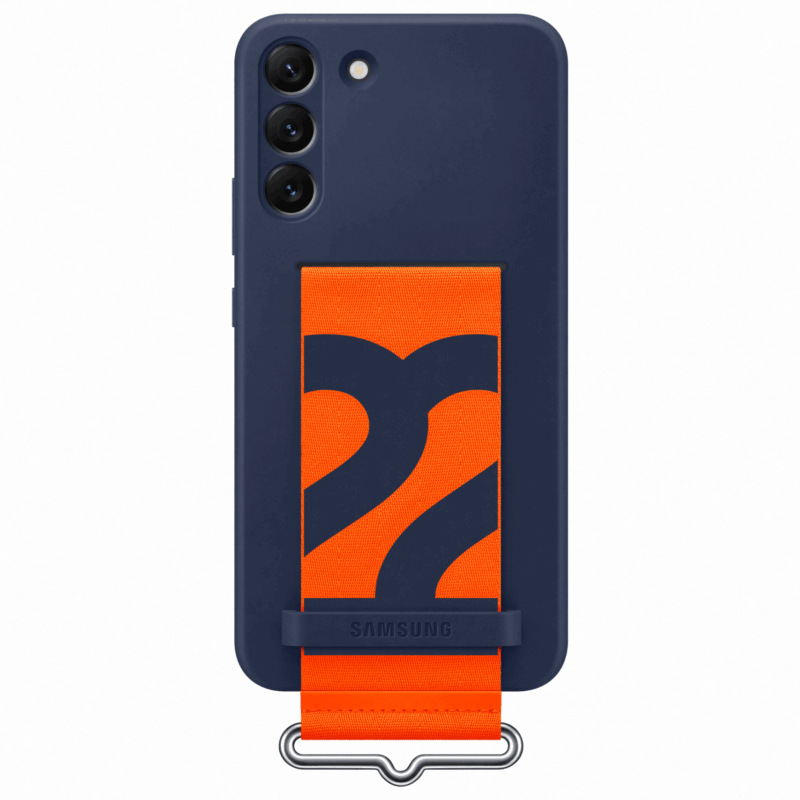 Samsung Silicone Cover with Strap for S22+ Navy