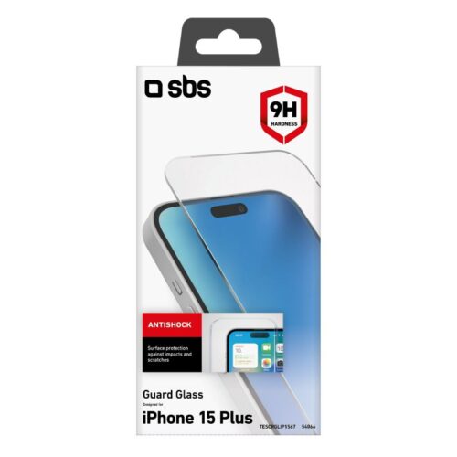SBS Guard Glass screen protector for iPhone 15 Plus Transparent - Image 2