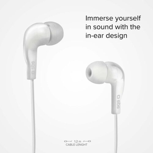 SBS In-ear stereo earset Studio Mix 10, jack 3,5 mm with microphone and answer button White - Image 2