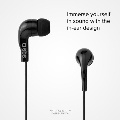 SBS In-ear stereo earset Studio Mix 10, jack 3,5 mm with microphone and answer button Black - Image 2