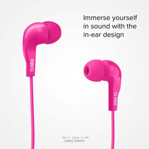 SBS In-ear stereo earset Studio Mix 10, jack 3,5 mm with microphone and answer button Pink - Image 2