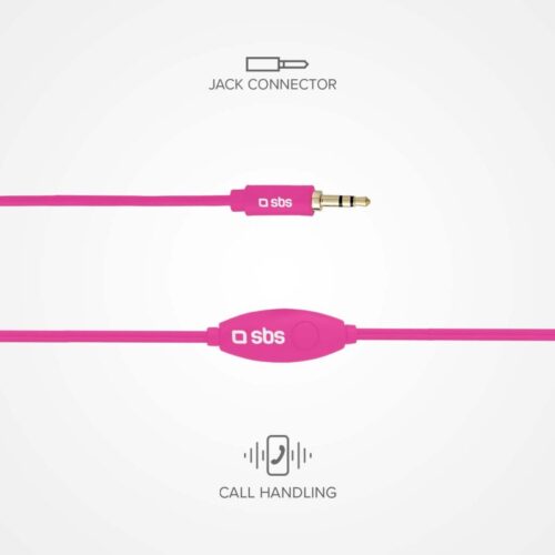 SBS In-ear stereo earset Studio Mix 10, jack 3,5 mm with microphone and answer button Pink - Image 3