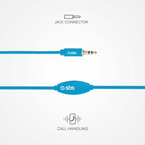 SBS In-ear stereo earset Studio Mix 10, jack 3,5 mm with microphone and answer button Blue - Image 3